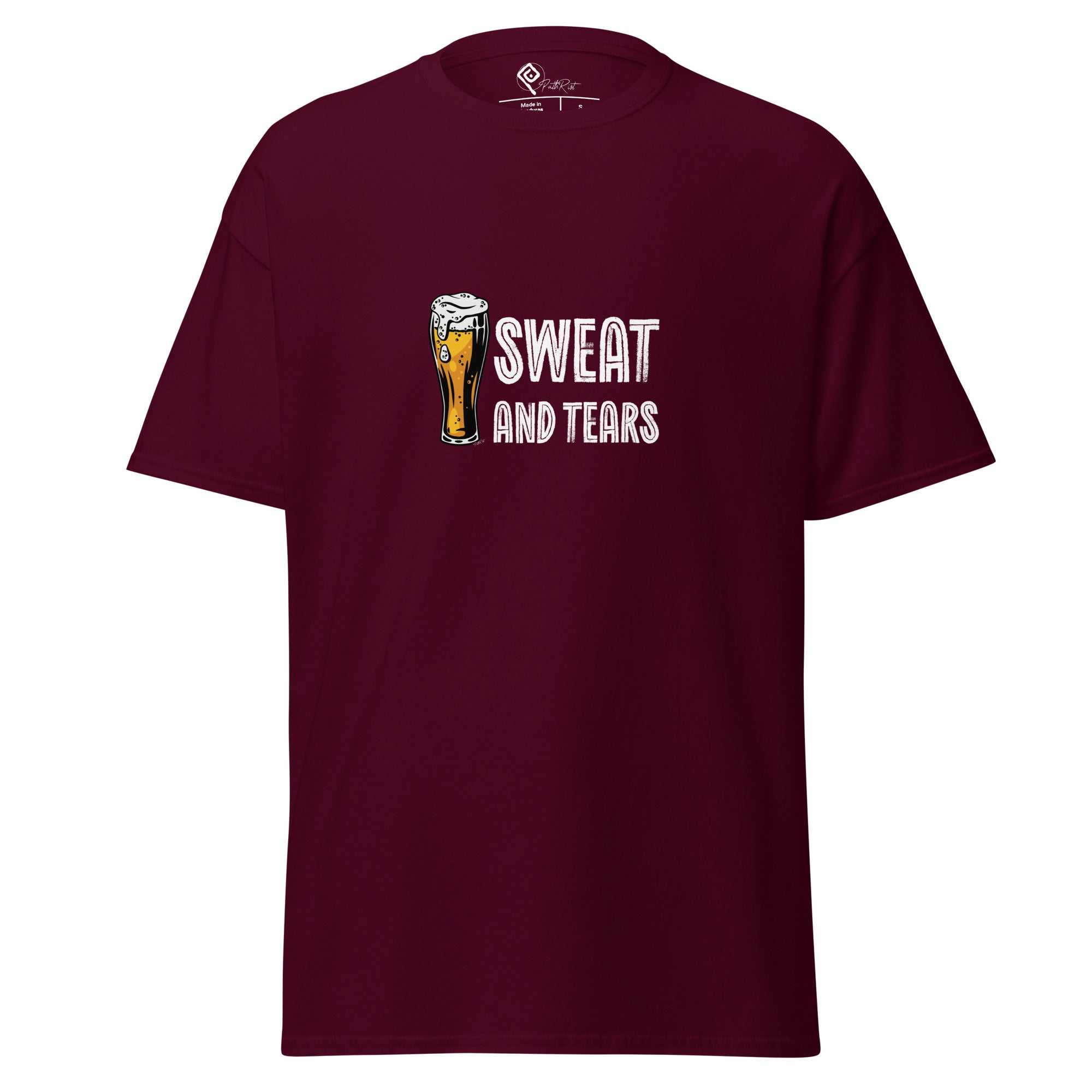 T-shirt unisex bordeaux "Sweat and Tears" della collezione Essential Path
