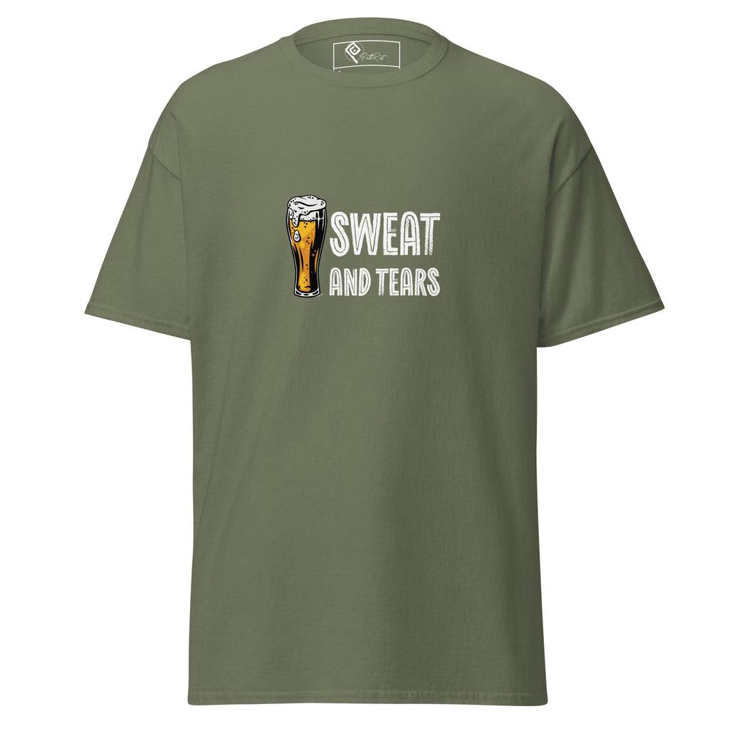 T-shirt unisex verde militare "Sweat and Tears" della collezione Essential Path