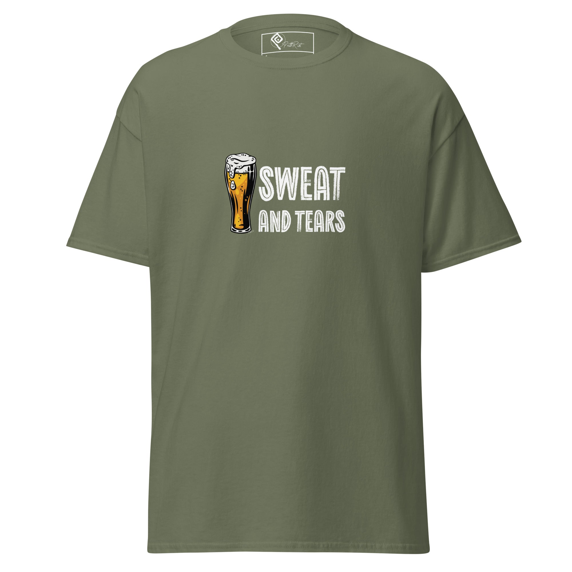 T-shirt unisex verde militare "Sweat and Tears" della collezione Essential Path