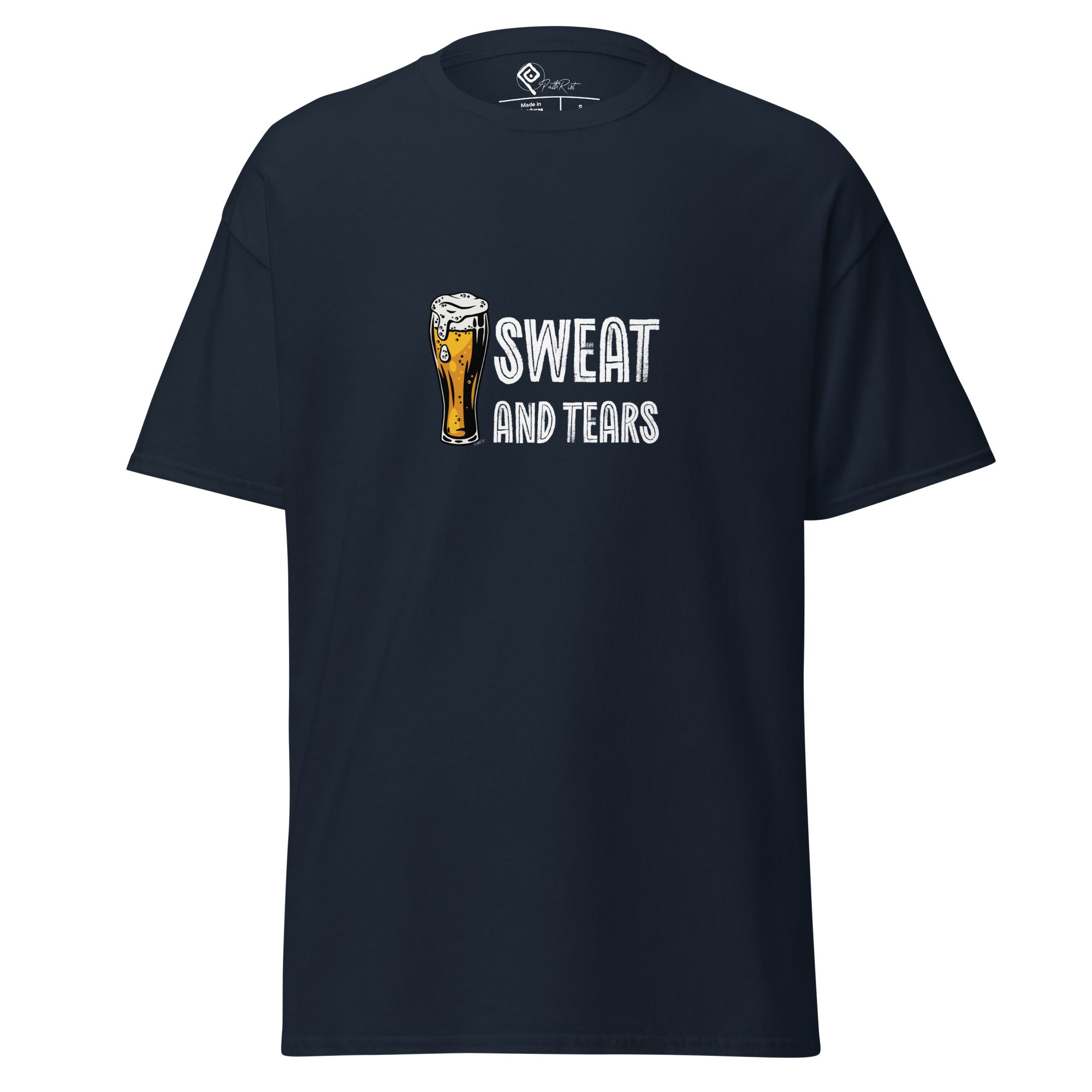 T-shirt unisex blu navy "Sweat and Tears" della collezione Essential Path